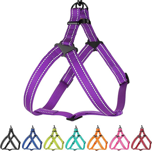 CollarDirect Reflective Dog Harness Step in Small Medium Large for Outdoor Walking, Comfort Adjustable Harnesses for Dogs Puppy Pink Black Red Purple Mint Green Orange Blue (Small, Purple)