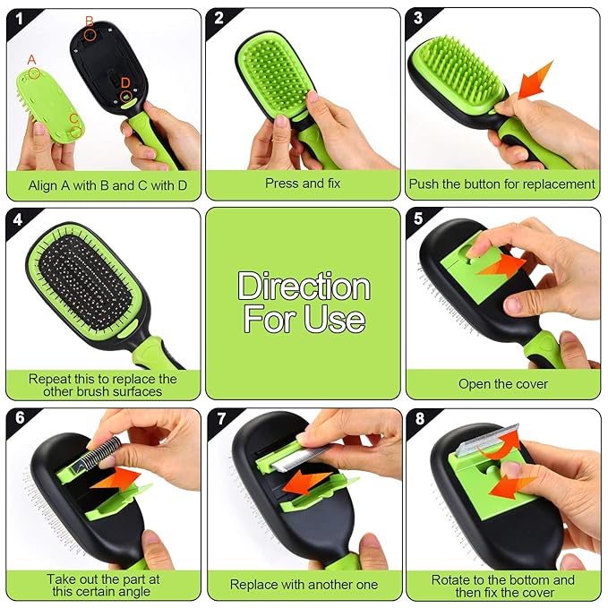 Ownpets 5 in 1 Pet Brush Set, Pet Grooming Shedding Massage Combs for Long Short Hair Dogs & Cats, Removes Undercoat, Dander, Dirt & Improves Circulation