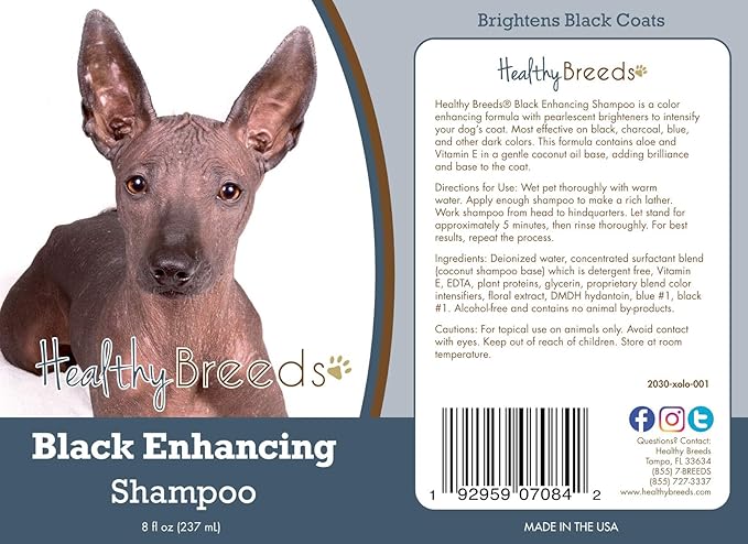 Healthy Breeds Xoloitzcuintli Black Enhancing Shampoo - Gentle Cleanser with Vitamin E, Aloe & Coconut Oil That Adds Brilliance, Shine & Intensity to Darker Coats - Floral Scent - 8 oz