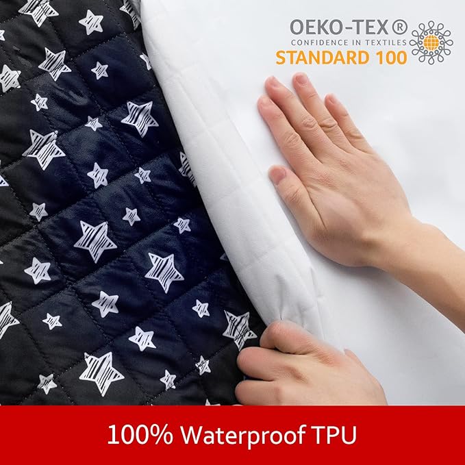 Dog Bed Covers Replacement Washable Pet Hair Easy to Remove, Waterproof Dog Bed Covers Noiseless Quilted, Pet Bed Cover Lovely Black Star Print, Puppy Bed Cover 27x36 Inches, for Dog/Cat, Cover Only
