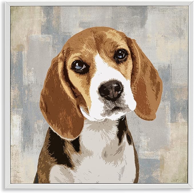 Stupell Industries Dog Beagle Patiently Waiting Abstract Backdrop Pet Collage, Design by Keri Rodgers