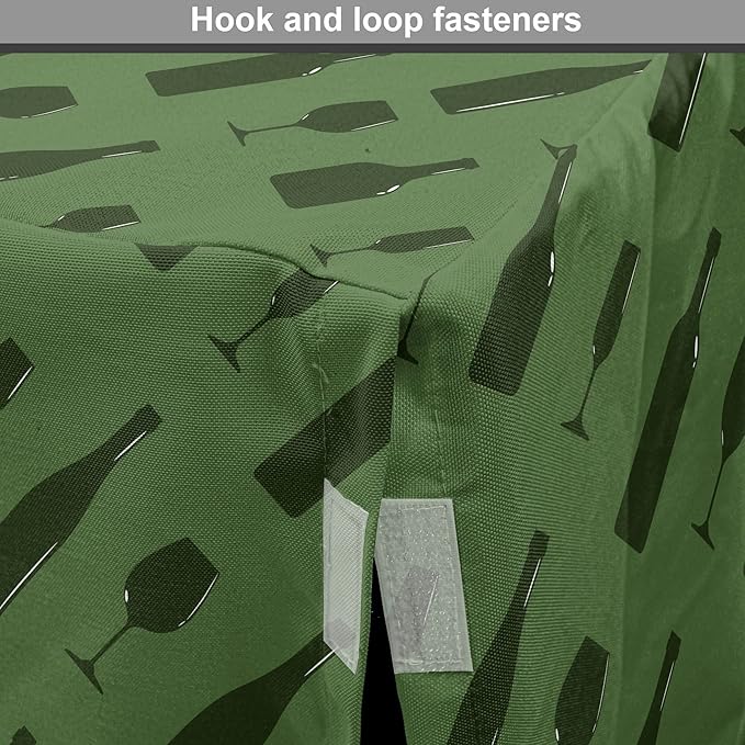 Lunarable Drinks Dog Crate Cover, Monotone Style Shapes of Wine Bottles and Glasses Diagonally Arranged, Easy to Use Pet Kennel Cover for Small Dogs Puppies Kittens, 22 Inch, Reseda Green Olive Green