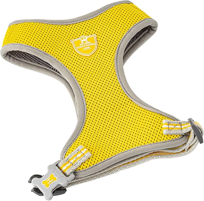 HUGO & HUDSON Dog Harness No-Pull Pet Harness Adjustable Quick Dry Mesh Padded Vest, Yellow, L