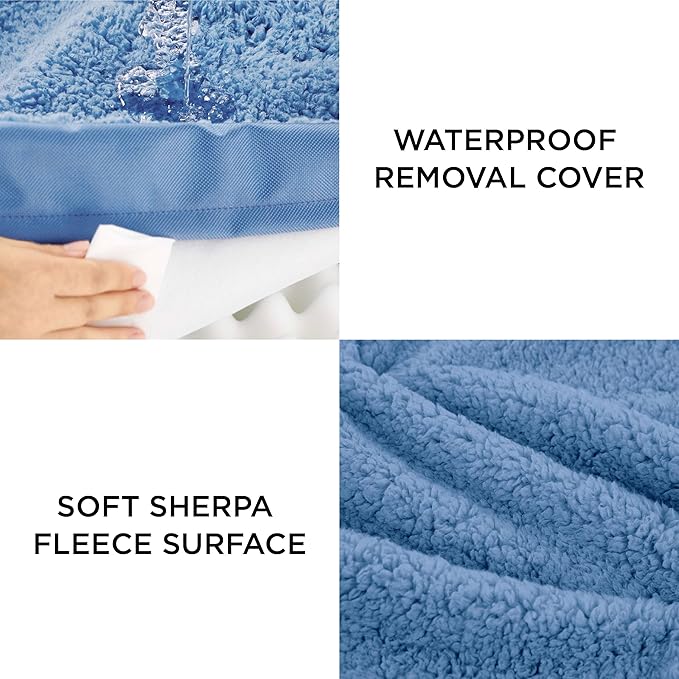 Bedsure Large Dog Bed for Large Dogs – Orthopedic Waterproof Dog Beds with Removable Washable Cover, Egg Foam Pet Bed Mat, Blue Wave