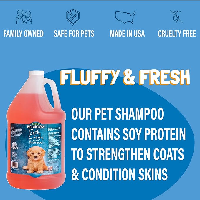 Bio-Groom Fluffy Puppy Tear-Free Shampoo – Dog Bathing Supplies, Puppy Shampoo, Cat & Dog Grooming Supplies for Sensitive Skin, Cruelty-Free, Made in USA, Tearless Dog Products – 12 fl oz 1-Pack