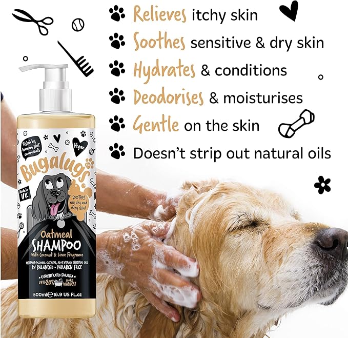 Oatmeal & Aloe Vera Dog Shampoo Dog Grooming Shampoo Products for Smelly Dogs with Fragrance, Oatmeal Puppy Shampoo, Professional Vegan pet Shampoo & Conditioner