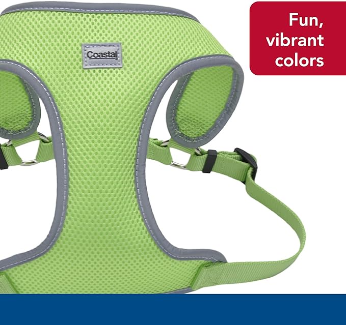 Coastal Pet Comfort Soft Reflective Wrap Adjustable Dog Harness - No-Pull Dog Harness for Small & Large Dogs - Lime - 5/8" x 19"–23"