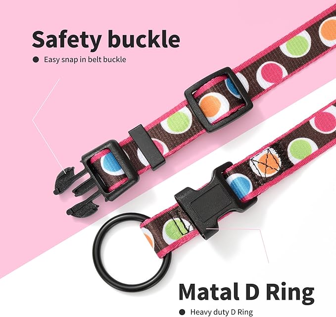 Mile High Life Dog Collar | Nylon Puppy Collars w Cute Patterns | Lightweight Girl Dog Collar | Boy Dog Collar for Small/Medium/Large Dogs (Brown Dot, Large)