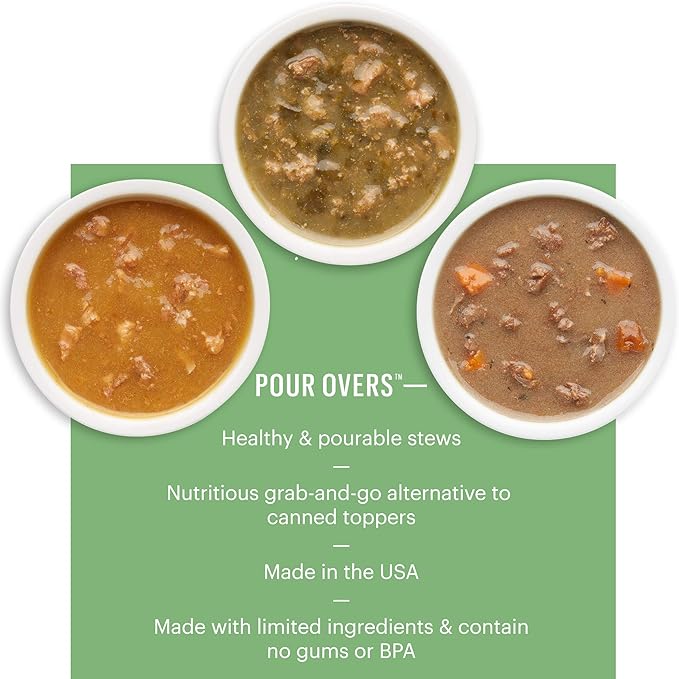 The Honest Kitchen Bone Broth POUR OVERS™ Wet Toppers for Dogs (Variety Pack of 3), 5.5 oz