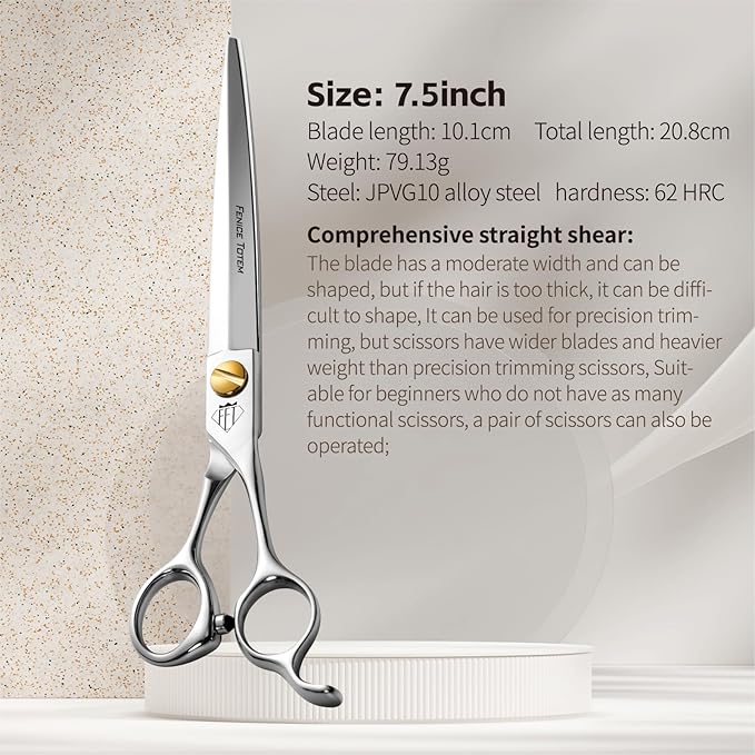 Dog Grooming Scissors: 7.5" Pet Shears Made Of Japanese VG10 Advanced Stainless Steel Professional Grooming Scissors for Dogs Cats and Other Pets