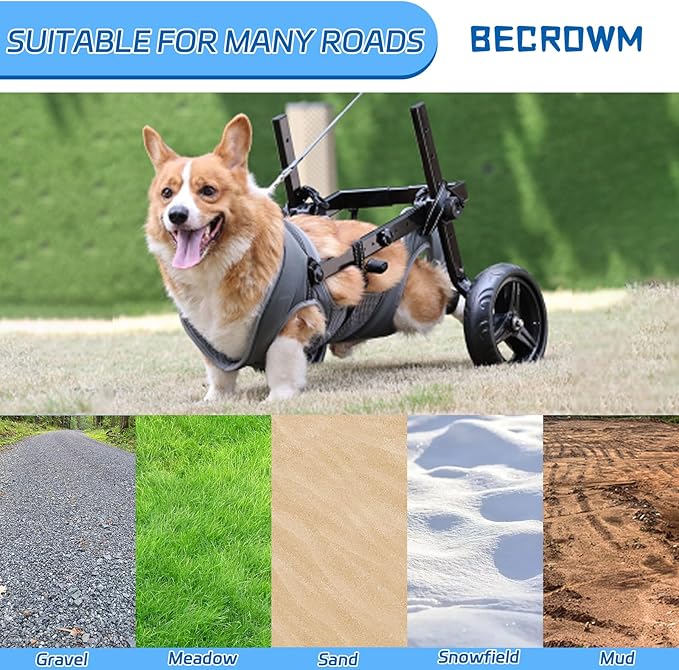 Small Dog Wheelchair for Back Legs, Light Weight Dog&Cat&Pets Wheelchair Cart with Disabled Hind Legs Walking, Adjustable Doggy Wheelchair Cart with Wheels for Back Legs