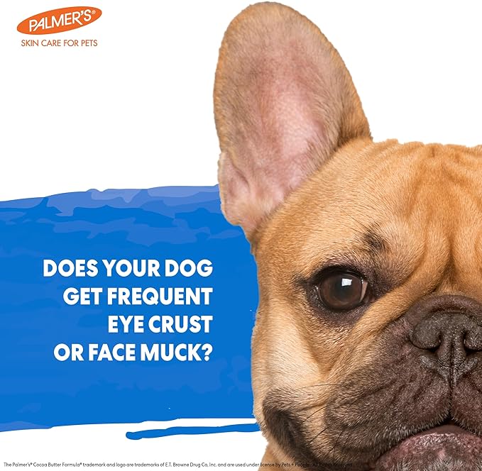 Palmer's for Pets Face and Eye Wipes with Cocoa Butter and Vitamin E, Dog Eye Cleaning and Care, Specially Fomulated for Dogs, 100ct