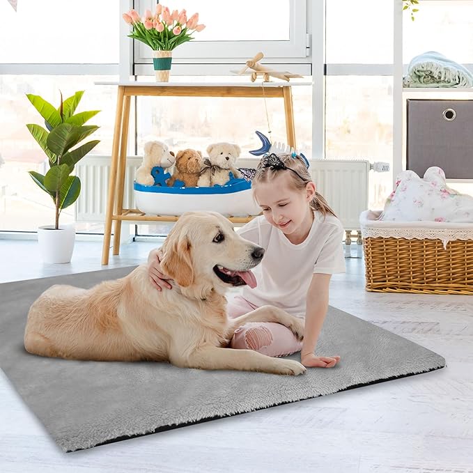 Explore Land Dog Crate Pan Cover with Softer Fluffy Top for 42 inch Dog Cage - Reversible Washable Liner for Dog Crate Tray