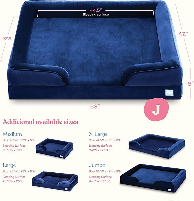 Orthopedic Sofa Dog Bed - Ultra Comfortable Dog Bed for Giant Dogs - Breathable & Waterproof Pet Bed- Egg Foam Sofa Bed with Extra Head & Neck Support - Removable Washable Cover with Nonslip Bottom
