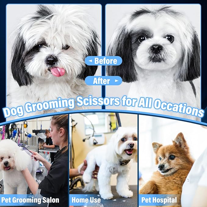 Purple Dragon 7-Inch Chunkers Dog Grooming Scissors - Professional Pet Hair Trimming Shears for Dogs & Cats, Sharp 440C Japanese Steel, Ergonomic Design for Comfort and Precision