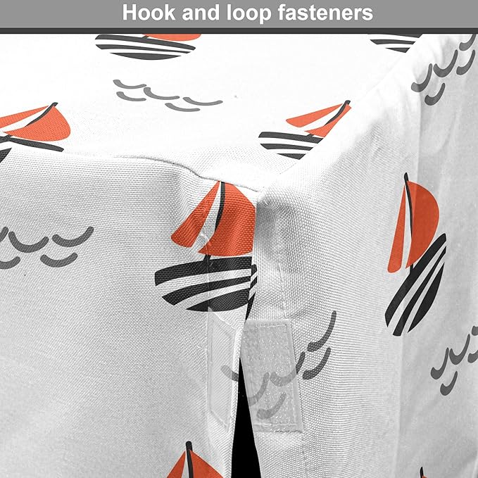 Lunarable Sail Boat Dog Crate Cover, Abstract Boat Waves Cartoon Drawing Style Geometric Pattern, Easy to Use Pet Kennel Cover for Small Dogs Puppies Kittens, 22 Inch, Salmon Black Grey
