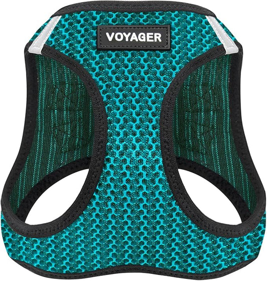 Voyager Step-in Air Dog Harness - All Weather Mesh, Reflective, No Pull Harness for Small, Medium Dogs, Cats - Secure with Hook & Loop Fastener, Buckle, Double D-Rings - Turquoise 2-Tone, S
