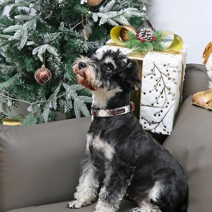 ARING PET Christmas Dog Collar Cute Plaid Dog Collar, Cotton Lightweight Christmas Small Dog Collars Puppy Collar for Small Medium Large Dogs