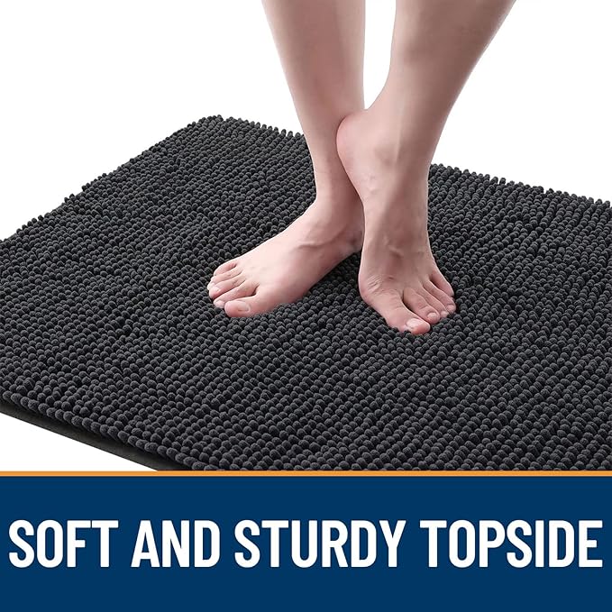 OLANLY Dog Door Mat for Muddy Paws 59x35, Absorbs Moisture and Dirt, Absorbent Non-Slip Washable Mat, Quick Dry Chenille, Mud Mat for Dogs, Entry Indoor Door Mat for Inside Floor, Dark Grey