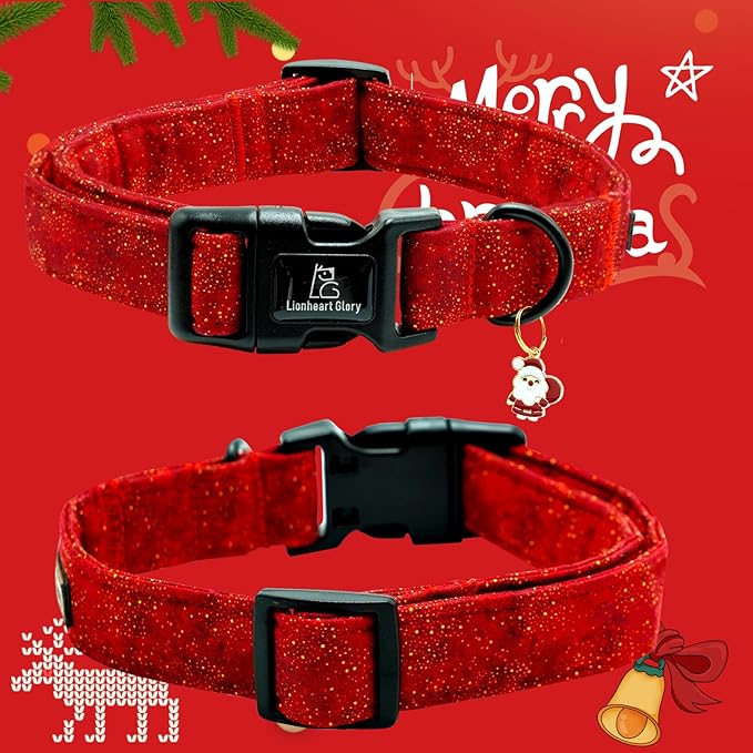 Lionheart glory Christmas Dog Collar, Red Dogs Collar Adjustable Soft Comfortable Collars for Small Dogs Girl or Boy Pet Gift Fall Cute Collar