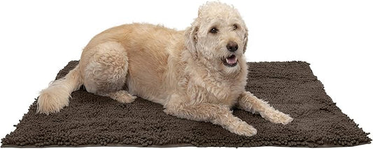 Furhaven 44" x 35" Highly Absorbent Dog Door Mat for Muddy Paws, 100% Washable, Perfect for Entryway, Kitchen, & Bathroom Use - Chenille Shammy Rug - Mud (Brown), Extra Large/XL