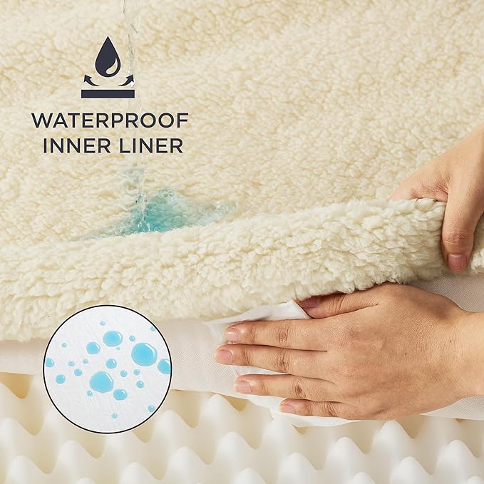 Bedsure XL Dog Bed for Large Dogs - Self Warming Orthopedic Dog Beds with Removable Washable Cover, Egg Foam Pet Bed Mat, Ashen Cream