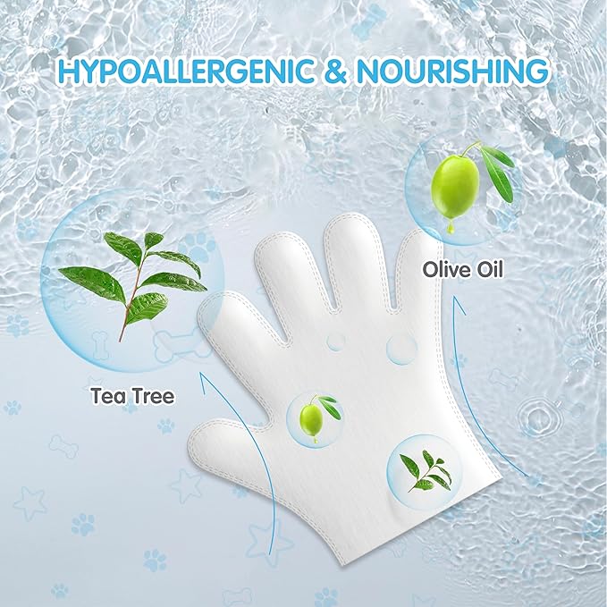COCOYO Disposable Grooming Glove Wipes for Dogs & Cats I Fur Deodorizing I Fresh Moutain Pine Scent I Rinse Free & Bathing Gloves Wipes (30 Individually-Packed Glove Wet Wipes) (30 Individual Pack)