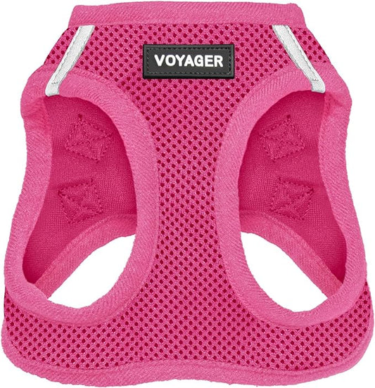 Voyager Step-in Air Dog Harness - All Weather Mesh, Reflective, No Pull Harness for Small, Medium Dogs, Cats - Secure with Hook & Loop Fastener, Buckle, Double D-Rings - Fuchsia, S