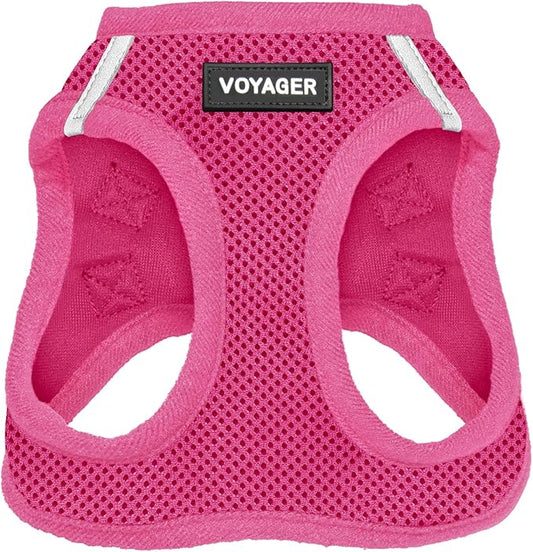 Voyager Step-In Air Dog Harness - All Weather Mesh, Reflective, No Pull Harness for Small, Medium Dogs, Cats - Secure with Hook & Loop Fastener, Buckle, Double D-Rings - Fuchsia, XXXS