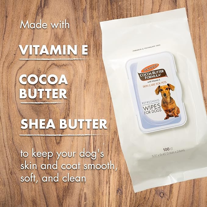 Palmer's for Pets Coconut Oil Refreshing Wipes for Puppies - Palmers Puppy Wipe for Gentle Grooming, 100 Count