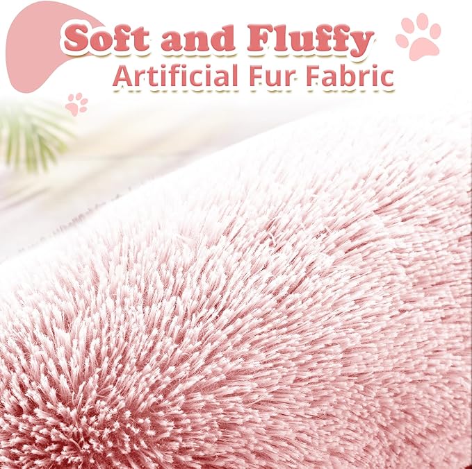 JOLLYVOGUE Dog Beds, Calming Small Dog Bed, Anti-Anxiety Dog Bed for Small Dogs, Fluffy Donut Dog Bed, Cozy Dog Cat Cushion Bed for Small Medium Dogs (24")