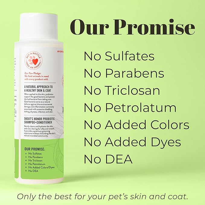Skout's Honor Probiotic Pet Shampoo & Conditioner with Avocado Oil & Omega-3s, 97% Natural, Paraben & Sulfate-Free, Cruelty-Free, 16oz, Sunkissed Coconut, 2-Pack