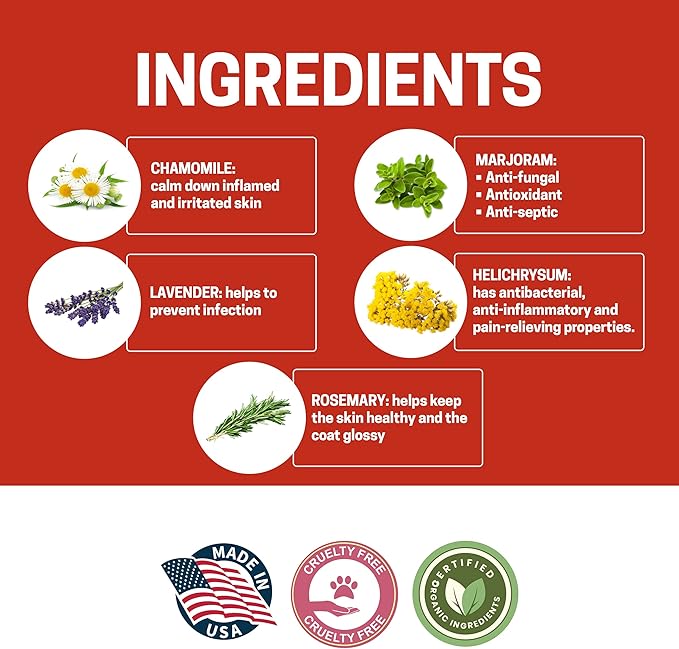 Natural Dog Shampoo for Hot Spots And Sores | Soothing Relief for Irritated Or Itchy Skin | Made In The USA With Organic and Natural Ingredients | Made with essential oils | 16fl oz 473 ml.