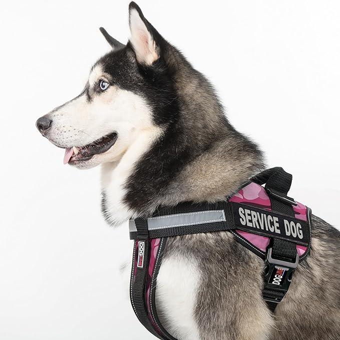 Dogline Unimax Service Dog Harness Vest with Removable Service Dog Patches Adjustable Straps Breathable Neoprene for Medical Identification Training Dogs Girth 28 to 38 in Pink Camo
