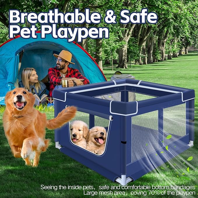 42x42x26 Inches Dog Playpens，Puppy Playpen with Gate for Puppies or Small Dogs, Dog Fence Pet Playpen for Indoor & Outdoor