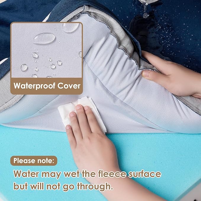 EHEYCIGA Orthopedic Dog Bed for Small Dogs, Waterproof Memory Foam Small Dog Beds with Sides, Non-Slip Bottom and Egg-Crate Foam Medium Dog Couch Bed with Washable Removable Cover, Navy