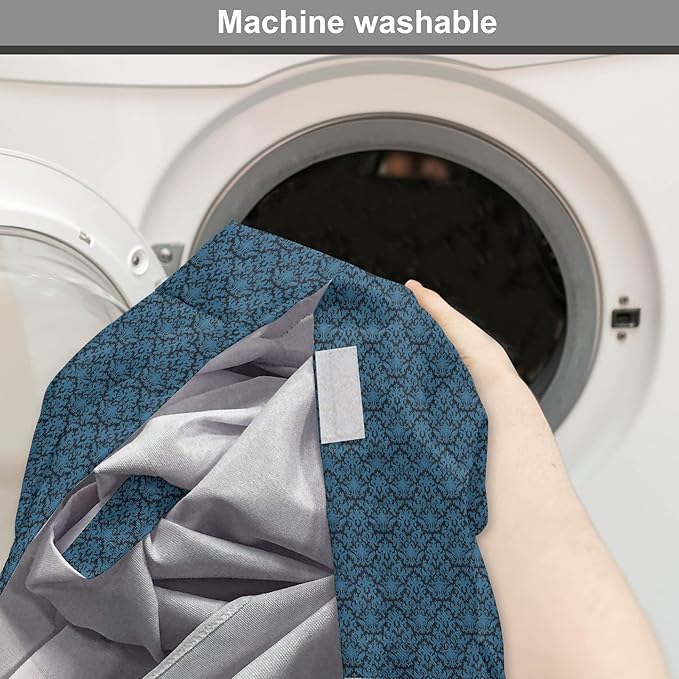 Lunarable Damask Blue Dog Crate Cover, Repetition with Rococo Inspired Royal Style Ornamental Pattern, Easy to Use Pet Kennel Cover for Small Dogs Puppies Kittens, 18 Inch, Dark Grey and Turquoise