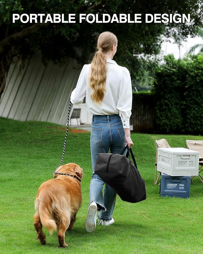 42 Inch Collapsible Travel Dog Crate for Medium Large Dogs, Portable Dog Crate 4-Door Foldable Soft Kennel with Chew-Proof Mesh Windows for Indoor & Outdoor Travel,with Storage Bag,Black