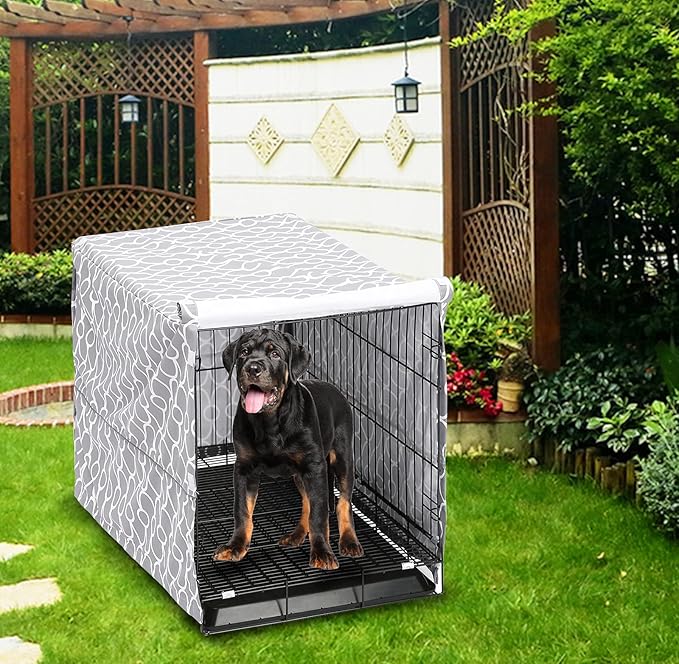 Dog Crate Cover for Wire Crates, Fits Most 30" inch Dog Crates. Easy to Put On, Take Off, and Adjust - Cover only- Gray-30 Inch