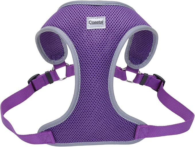 Coastal Pet Comfort Soft Reflective Wrap Adjustable Dog Harness - No-Pull Dog Harness for Small & Large Dogs - Purple - 1" x 28"–36"