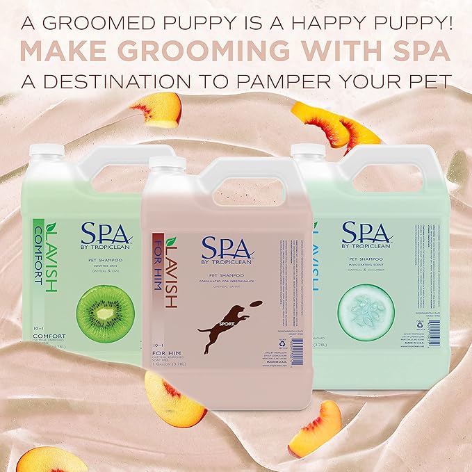 TropiClean SPA Lavish Dog Shampoo | Sporty Scented For Him Deodorizing Dog Shampoo | Naturally Derived Salon Grade Ingredients | Made in the USA | 1 Gallon