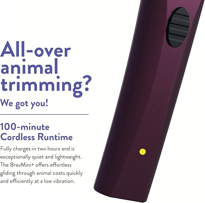 Wahl Professional Animal Bravmini+ Pet, Dog, Cat, & Horse Cordless Trimmer Kit - Purple