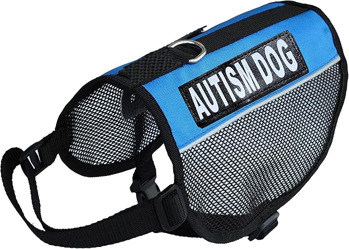 Autism Service Dog mesh Vest Harness Cool Comfort Nylon for Dogs Small Medium Large Purchase Comes with 2 Reflective Autism Removable Patches. Please Measure Your Dog Before Ordering