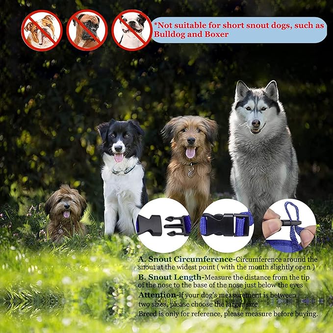 Parts Express Dog Muzzle, Soft Anti-Biting Barking Chewing Muzzle, Breathable Waterproof Adjustable Muzzle for Small Medium,Large Dogs,Blue (XL)