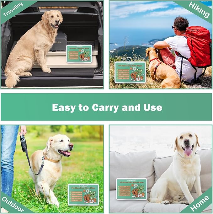 CuteBone Pet Glove Wipes - Dual-Sided Grooming Gloves with Wipes, Gentle and Effective Cleaning for Dogs, Removes Dirt, Fur, and Dander, Convenient and Mess-Free Grooming Solution, 6 Count