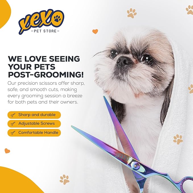 Straight Dog Scissors - Essential Scissors for Pet Grooming - 7.5" Right Handed Sharp Stainless Steel Shear