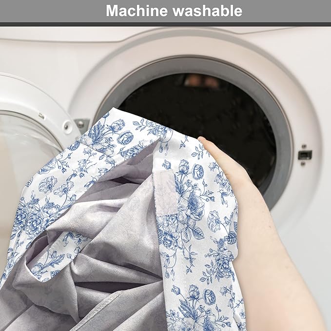 Lunarable Flowers Dog Crate Cover, Floral Themed Monochromatic Roses Peonies Bells Peas Bouquet Composition, Easy to Use Pet Kennel Cover for Medium Large Dogs, 36 Inch, White Blue