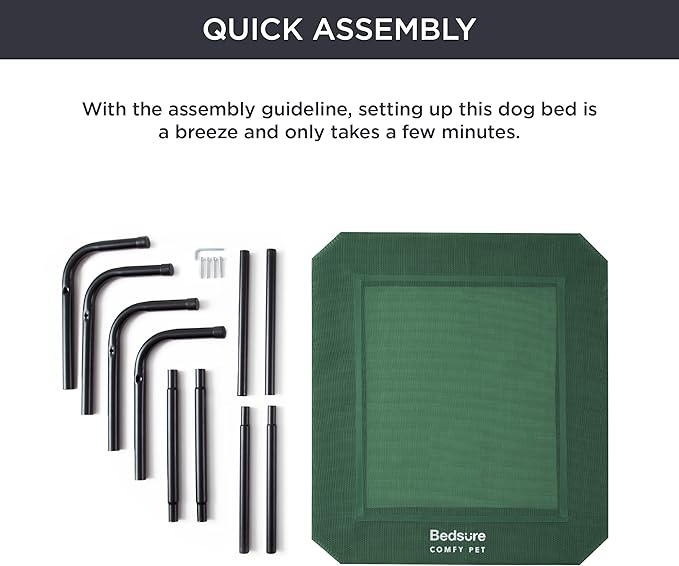 Bedsure XL Elevated Cooling Dog Bed Cot, Raised Pet Beds with No-Slip Feet, Stable Frame & Durable Supportive Teslin Recyclable Mesh, Breathable, Indoor and Outdoor, Multi Size Breathable Mesh