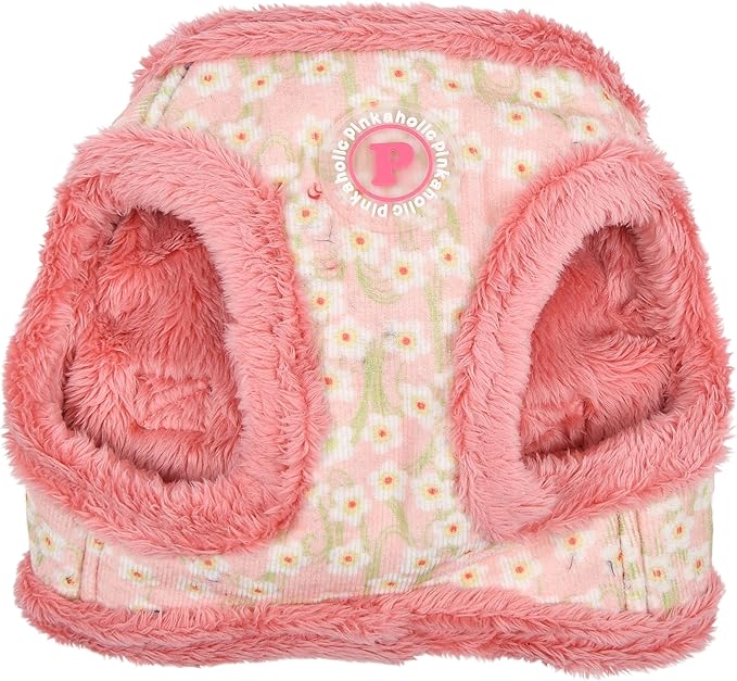 Pinkaholic New York Kalina Vest Dog Harness Step-in Warm Winter Flower Pattern for Small Dog, Indian Pink, Small
