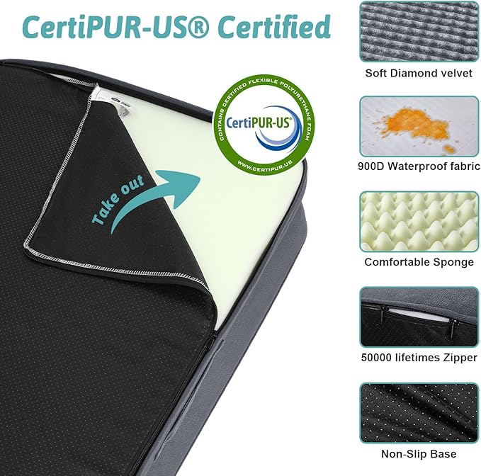 Orthopedic Dog Bed for Large Dogs,Washable Dog Sofa Beds Large, Supportive Foam Pet Couch Bed with Removable Washable Cover, Waterproof Lining and Nonskid Bottom,Grey(L,42" L x 30" W x 7.5" Th)